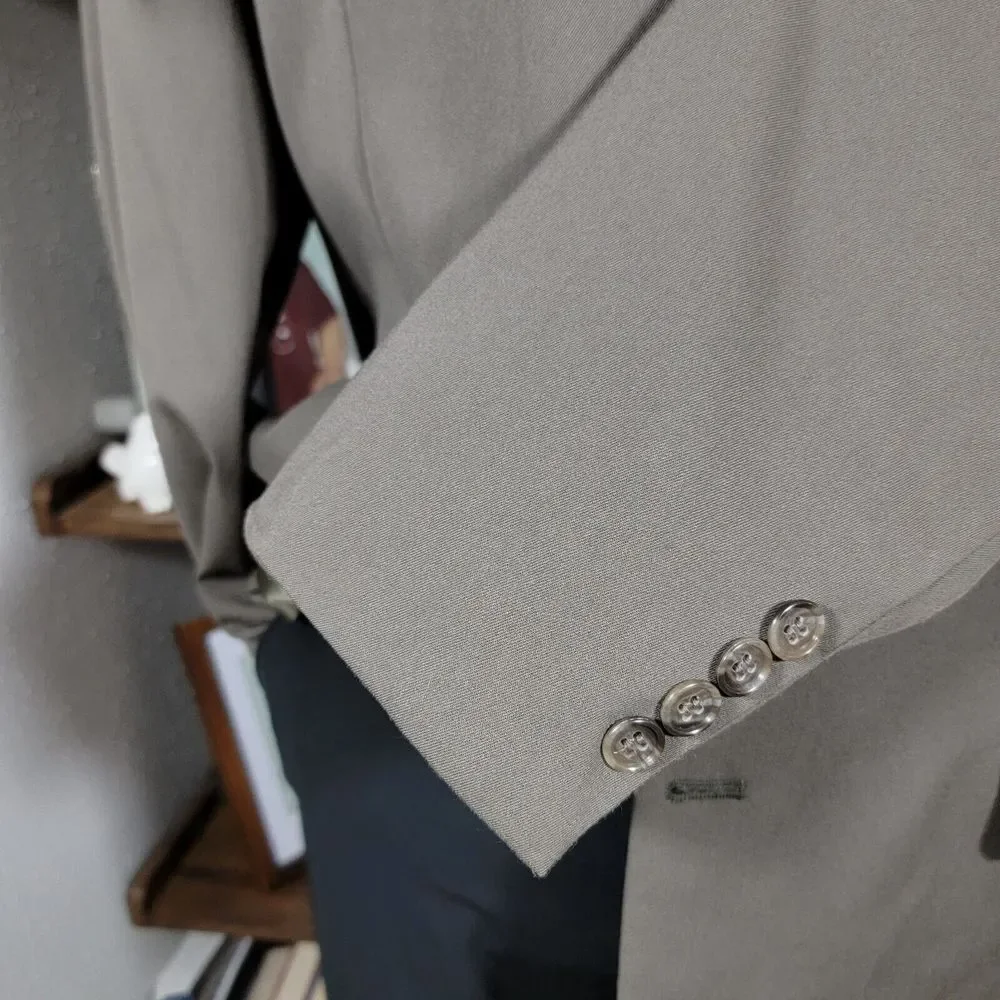 Haggar Men's Sport Coat Blazer Three Button Dark Olive Poly Wool‎ Blend 44L NEW